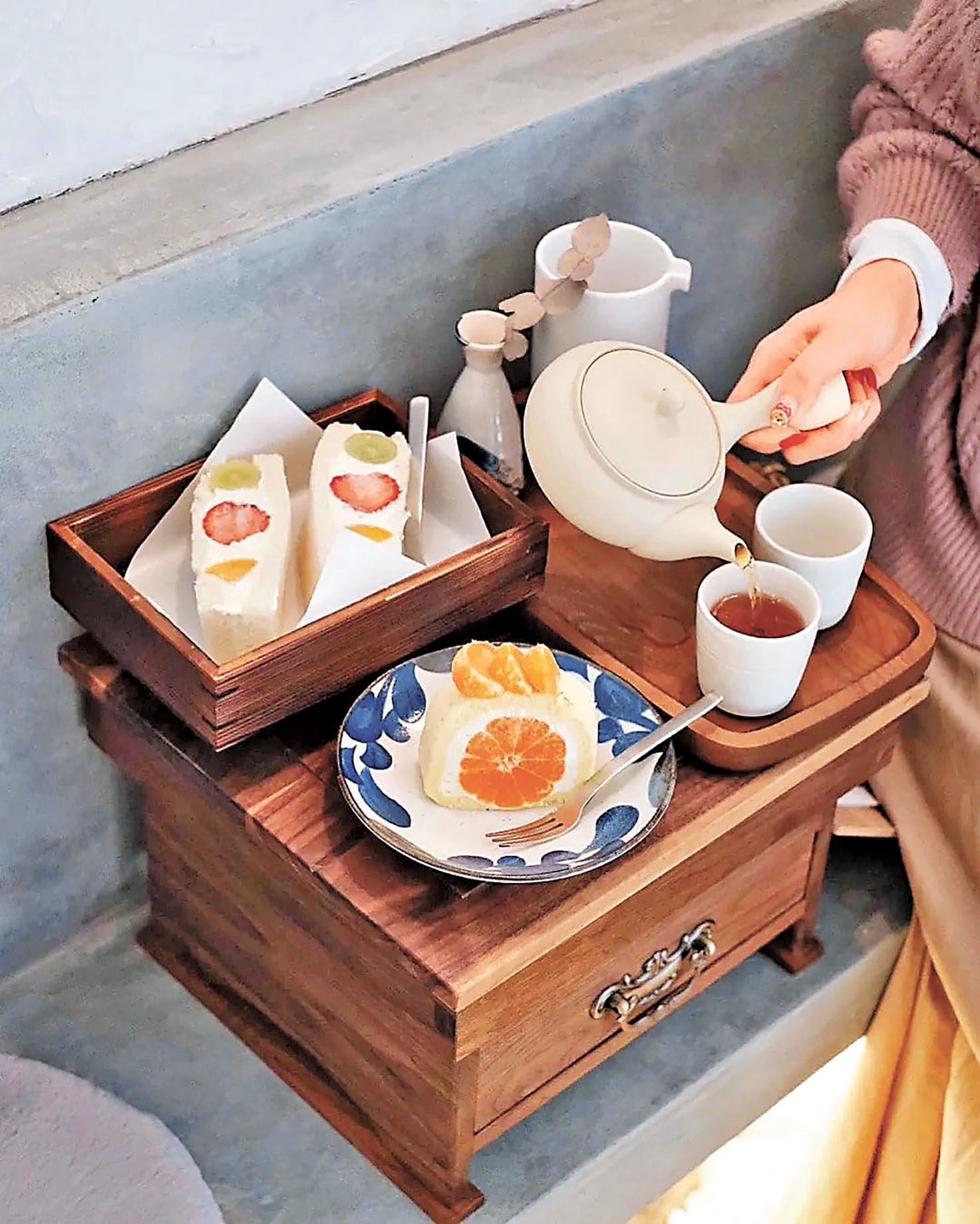 ■享用日式咖啡、點心。