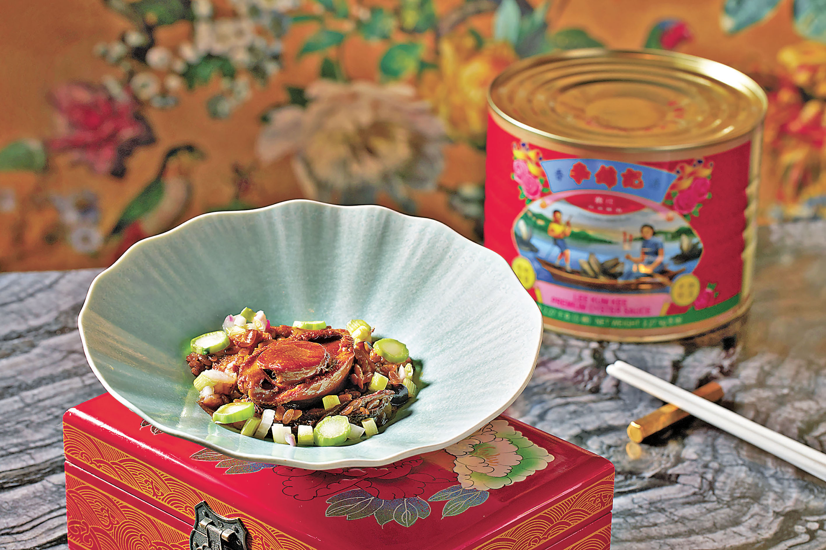 ■溏心鮑魚併烤鴨汁燴岩米