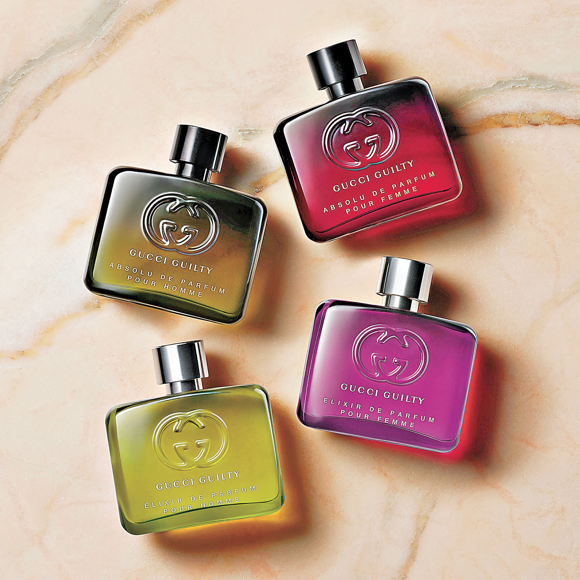 ■男女士香氛瓶中央壓印經典的Interlocking G標誌。