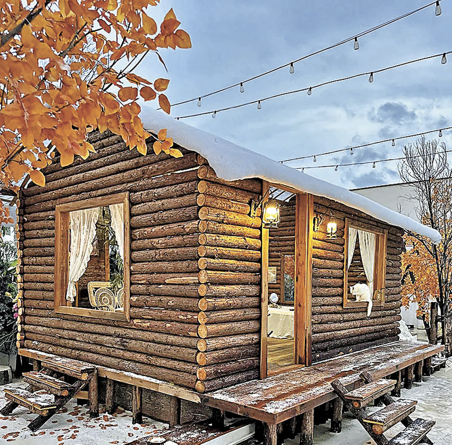 ■雪地上的木屋極像秋天的阿勒泰，感覺美如畫。