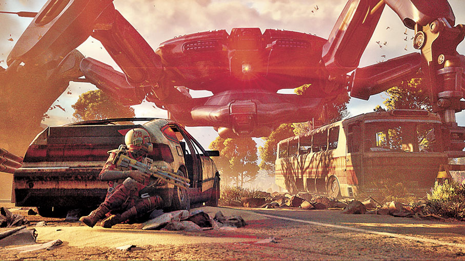 ■與大型多足機器人作戰。