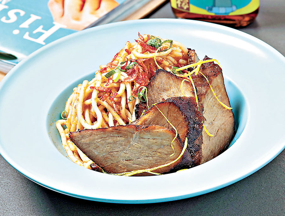 ■陳皮檸檬叉燒炒魚麵