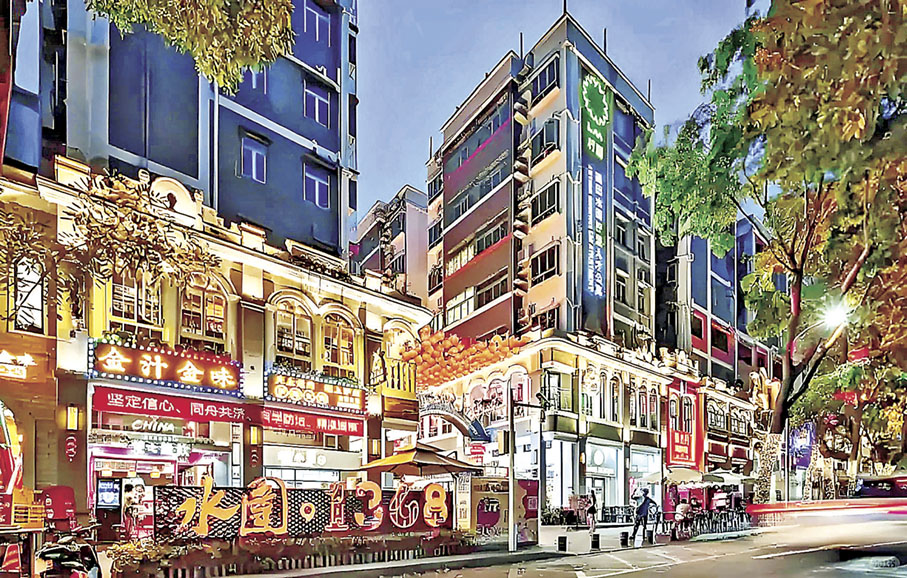 ■街區入夜後燈火通明，如同不夜城。  小紅書@小紅小鹿