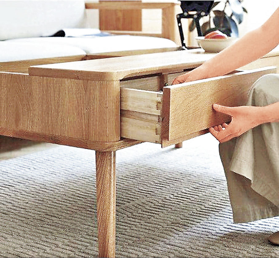 ■升降茶几設有櫃桶。