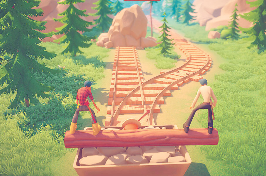 ■在行動礦車上保持平衡。