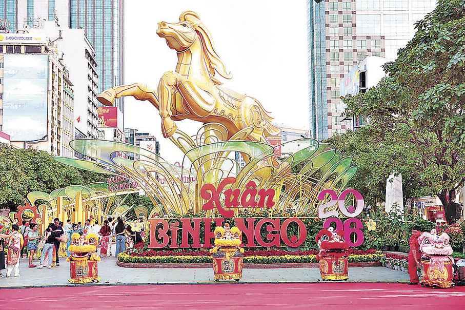 ■胡志明市充滿農曆馬年的新年氣氛。