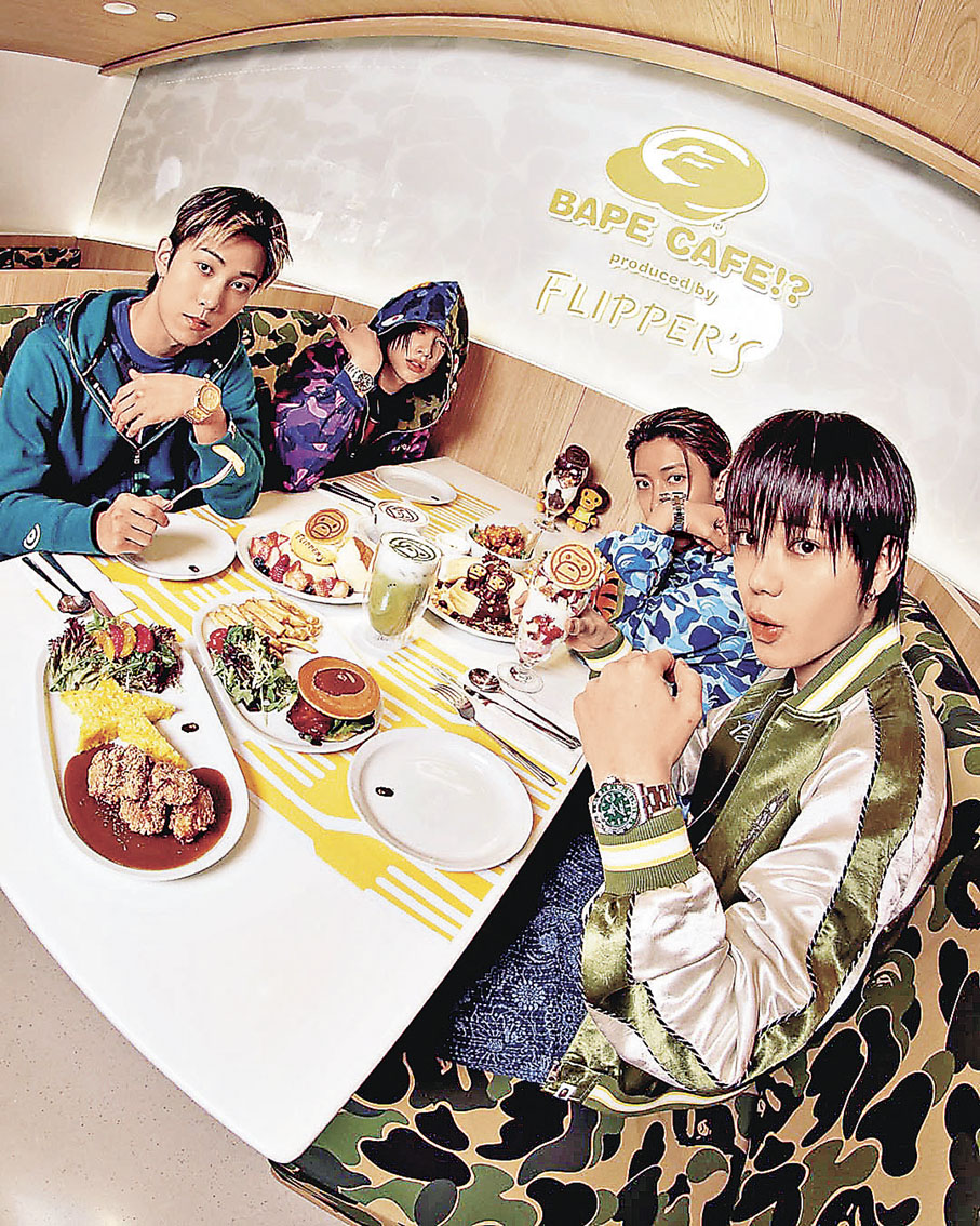 ■韓國人氣組合LNGSHOT來港時特地到BAPE CAFE做宣傳。