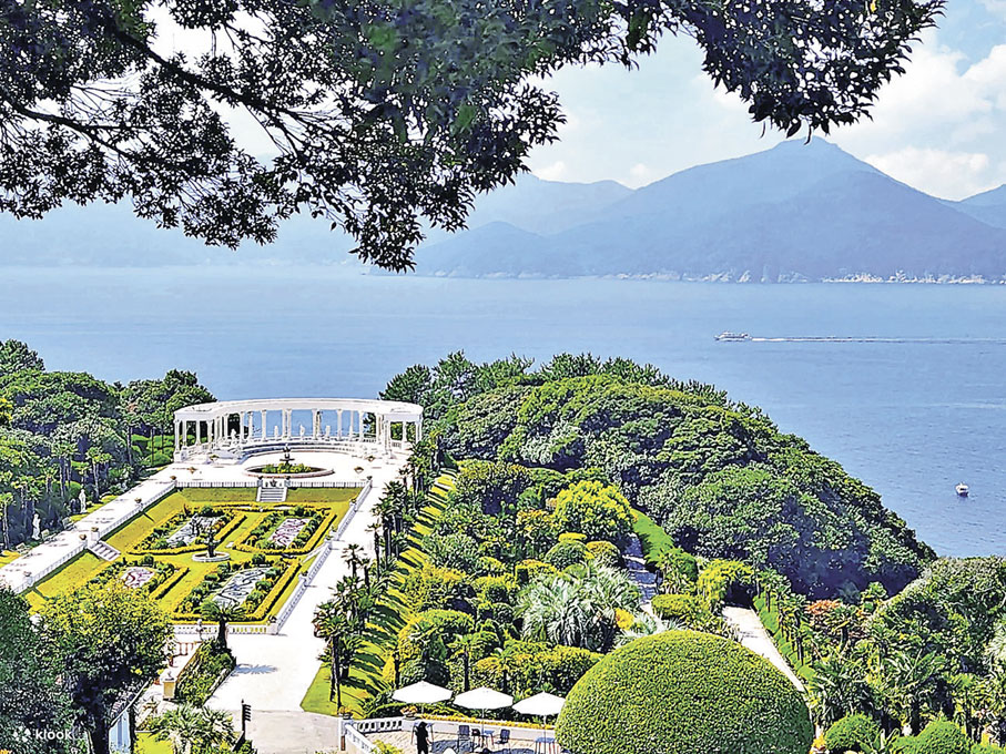 ■海上農園的花卉階梯、壯麗噴泉與無邊美景。