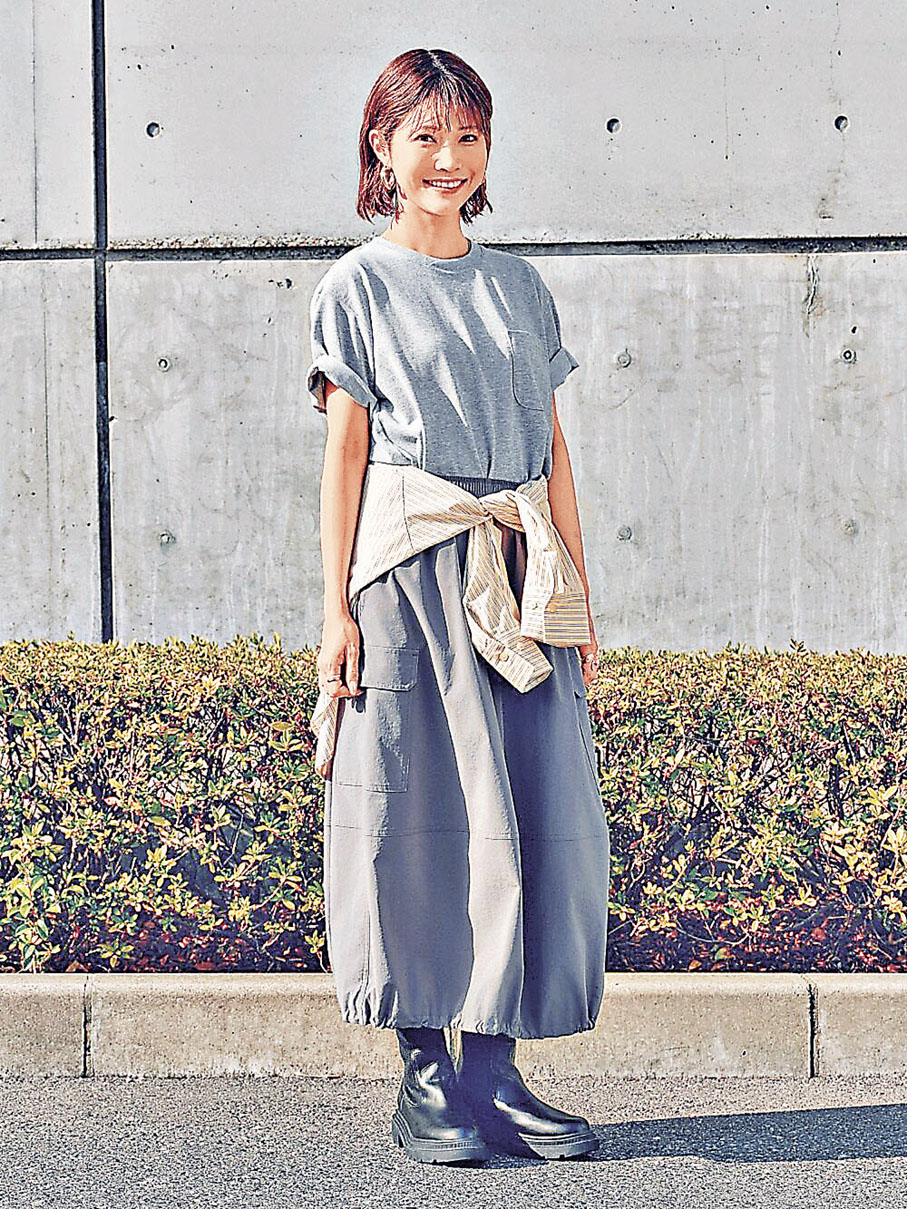 ■GU「Tech Cargo Skirt」採用氣球型下襬。