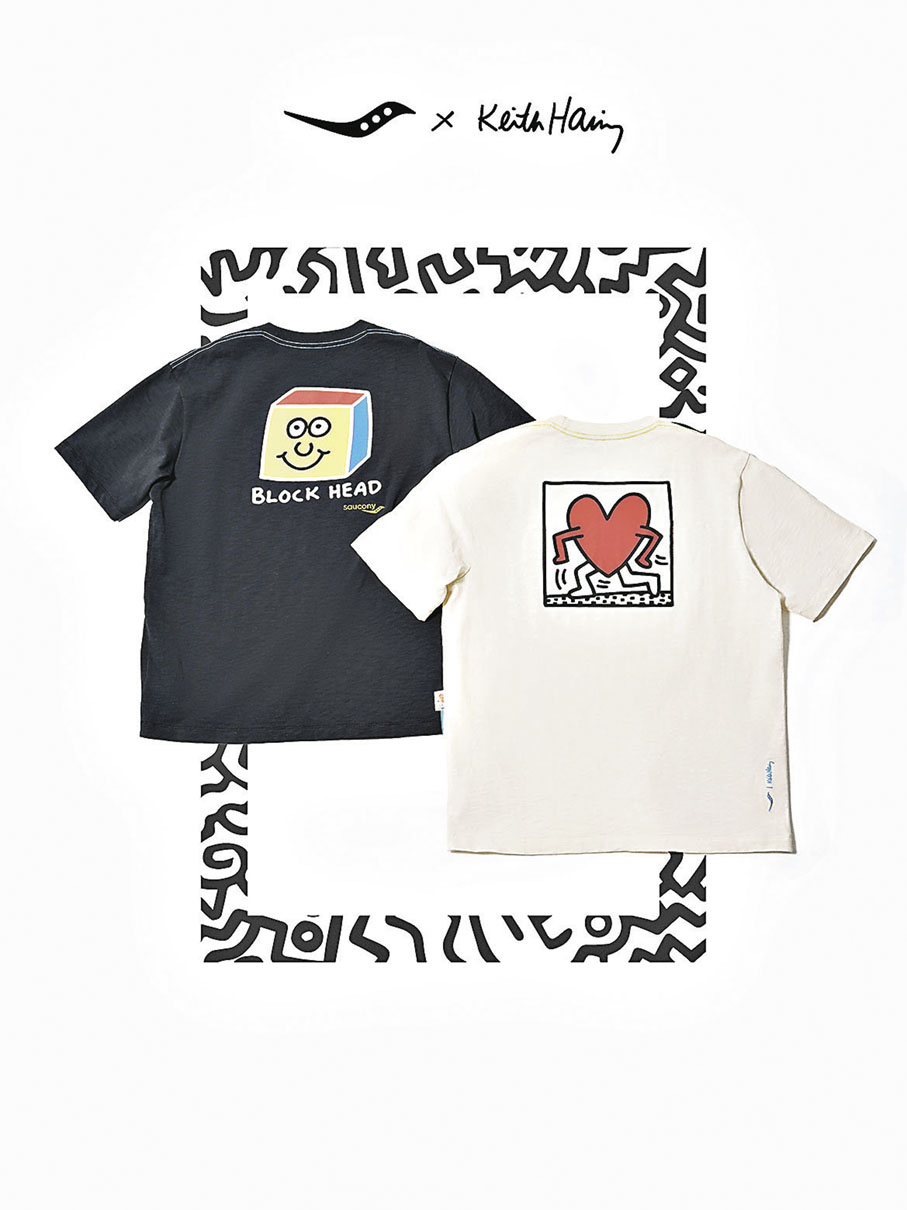 ■將Keith Haring標誌性的塗鴉小人、愛心、笑臉及鮮明線條融入服飾設計。