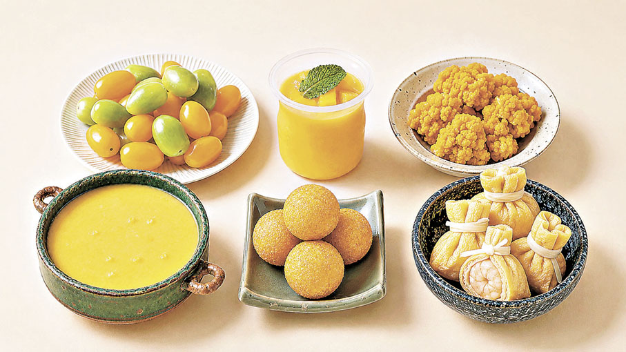 ■除了湯底外，還供應一系列「黃色」食物。
