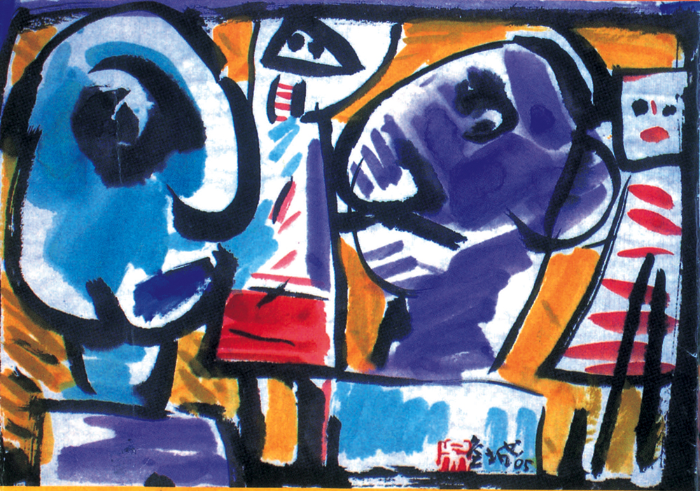 　　圖：向畢卡索致敬（水墨宣紙）