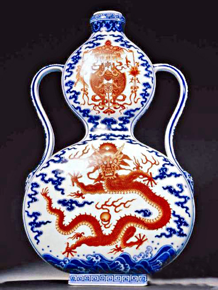 中国美術 青花 龍紋 瓶(HA510) 【公式通販】