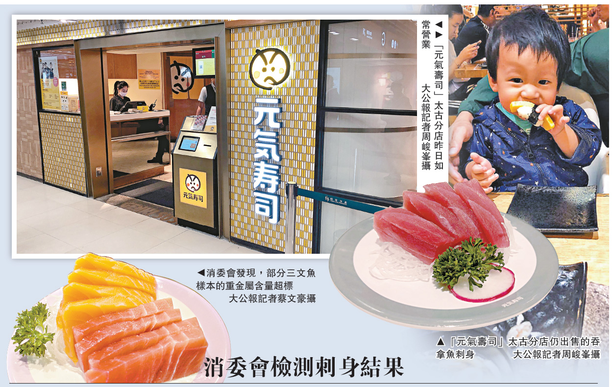 　　圖：「元氣壽司」太古分店昨日如常營業\大公報記者周峻峯攝