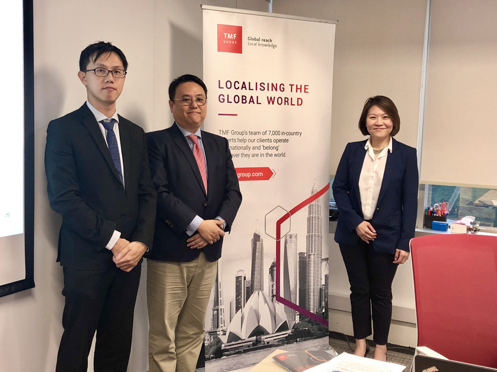 　　圖：左起：TMF Group亞太區會計與稅務主管戚志明、TMF Group香港辦事處董事李國輝及TMF Group香港辦事處董事經理馮寶真\大公報記者邵淑芬攝