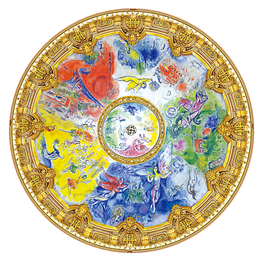 　　圖：馬克·夏加爾作品《巴黎歌劇院穹頂畫》\作者供圖