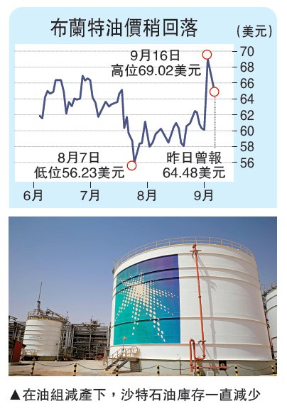 　　圖：在油組減產下，沙特石油庫存一直減少