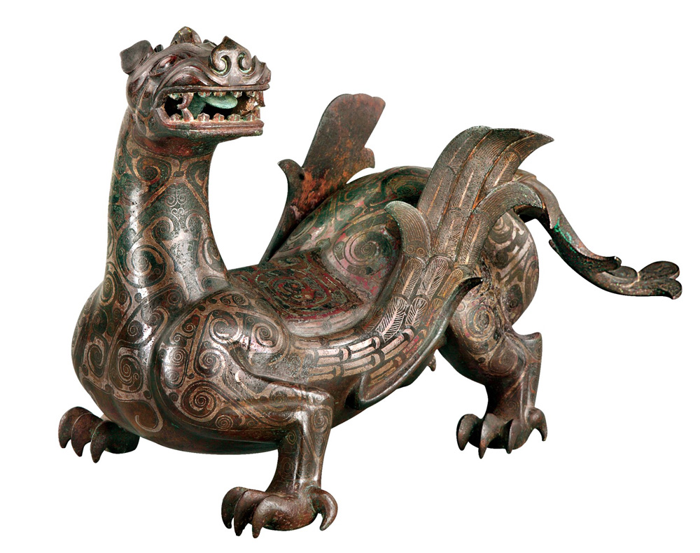 　　圖：錯銀銅雙翼神獸運用了春秋戰國時期青銅器的「高精尖」裝飾技術─錯金銀工藝\成都金沙遺址博物館供圖