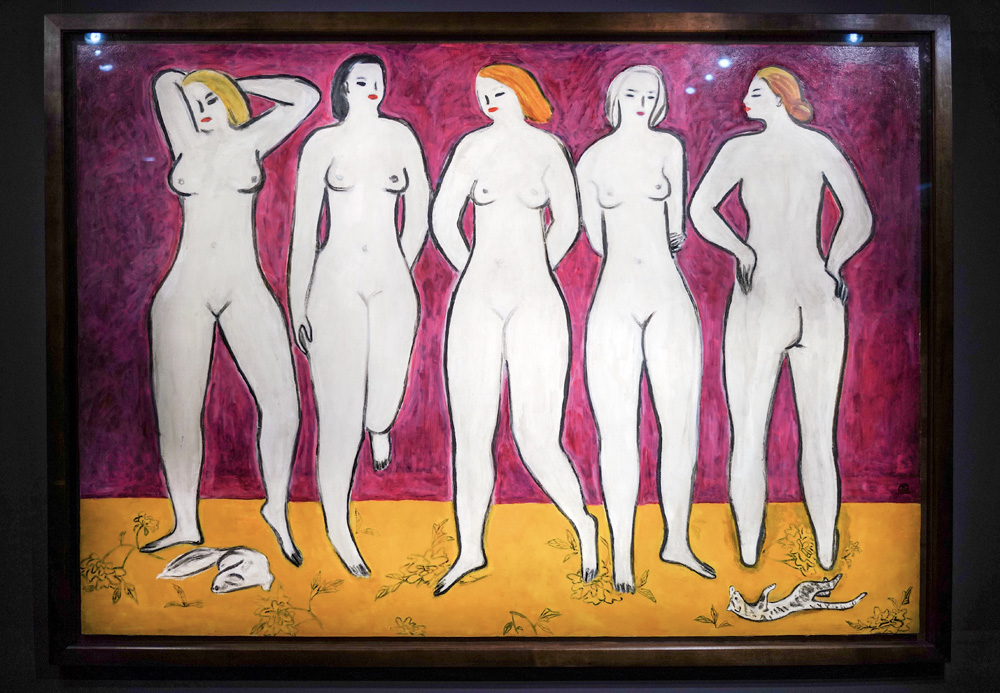 　　圖：《五裸女》為目前所見最大的一幅常玉裸女油畫