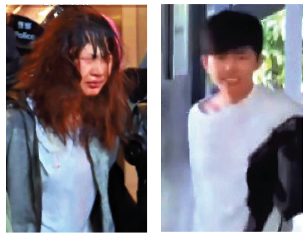 　　圖：民主黨觀塘區選候選人梁翊婷（左圖）及洪駿軒（右圖）同被警方拘捕，控以「行為不檢」罪