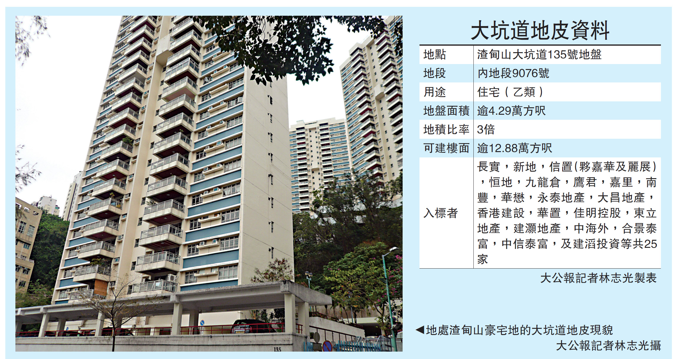 　　圖：地處渣甸山豪宅地的大坑道地皮現貌