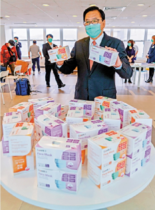 　　圖：林健鋒表示，出廠口罩已送往有關方面認證