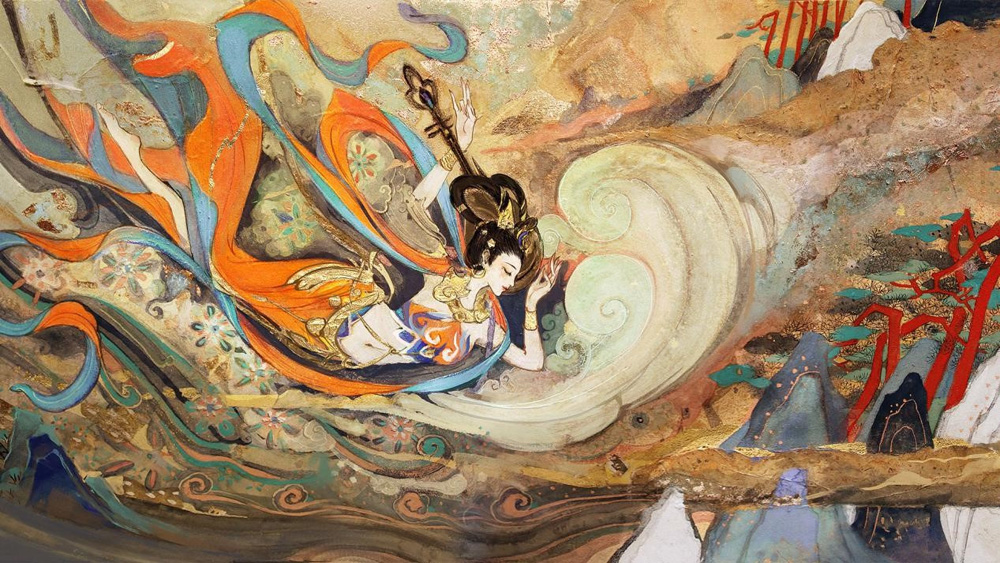 　　圖：《王者榮耀》與敦煌研究院合作推出以敦煌「飛天」為靈感的皮膚