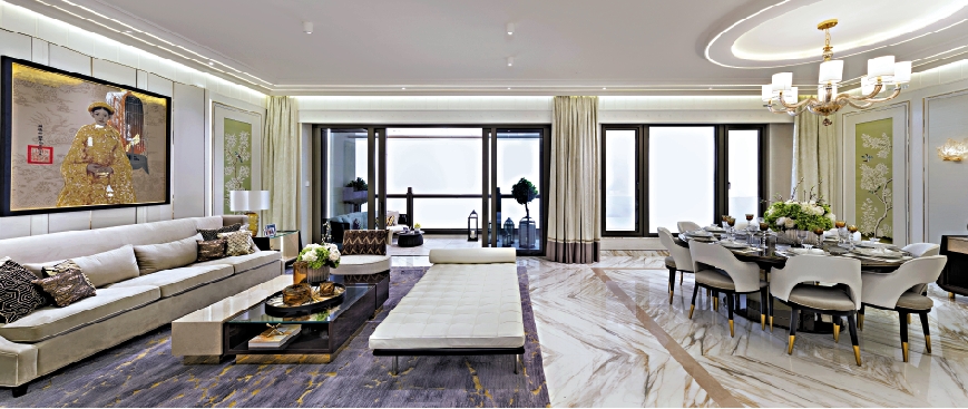 　　圖：St. George's Mansions示範單位的客飯廳極度寬敞