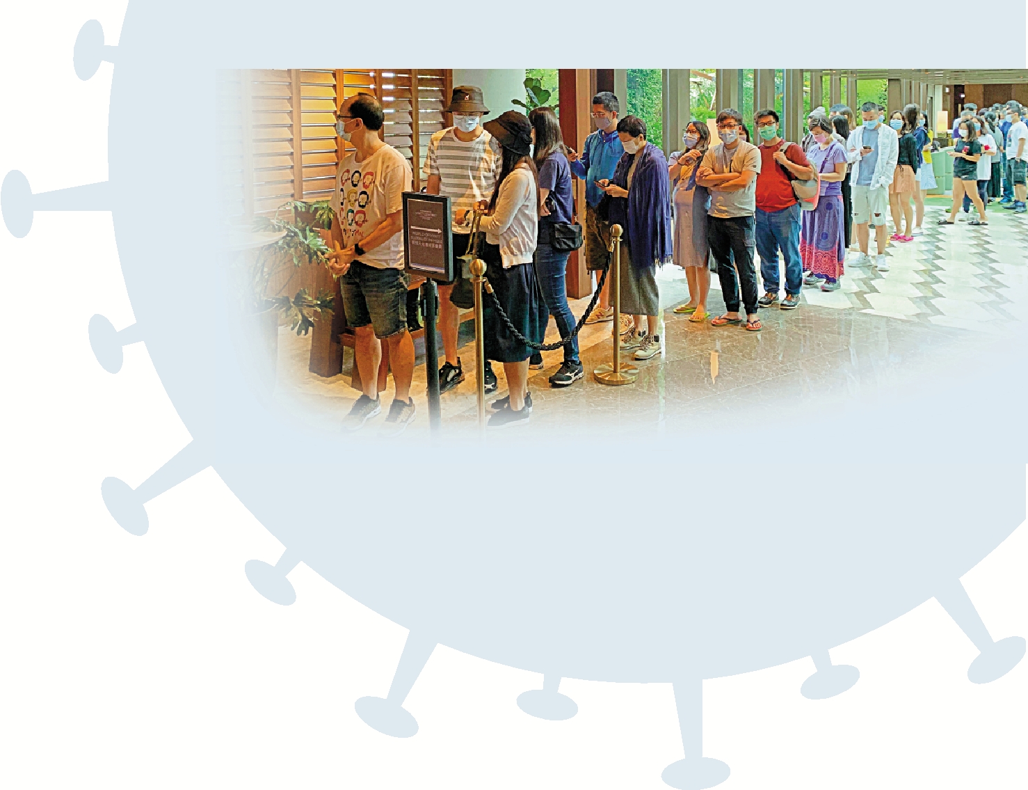 　　圖：在維港凱悅尚萃酒店，大批市民在酒店餐廳外排長龍，等待享用自助餐，現場相當墟冚