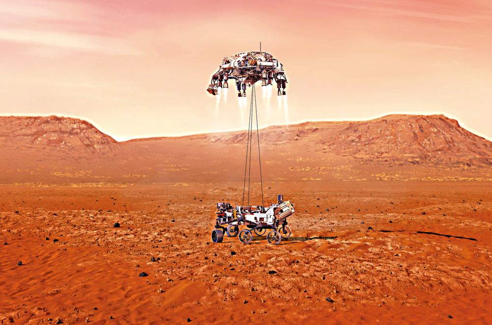 　　圖：NASA放出「毅力號」登陸火星示意圖。\美聯社
