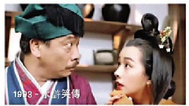 　　圖：毛舜筠（右）與吳孟達曾合拍電影《水滸笑傳》。