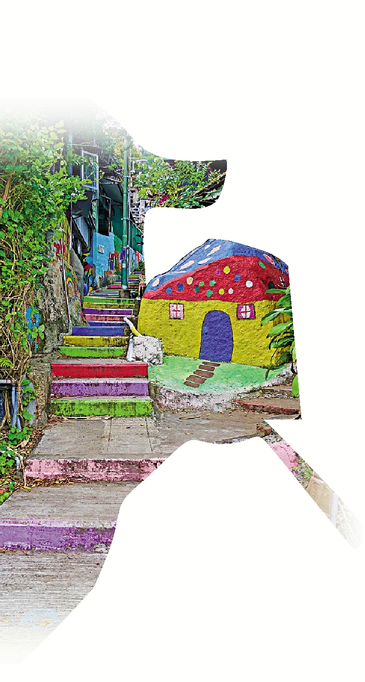 　　圖：這間小石屋和狹窄的彩虹樓梯具特色。