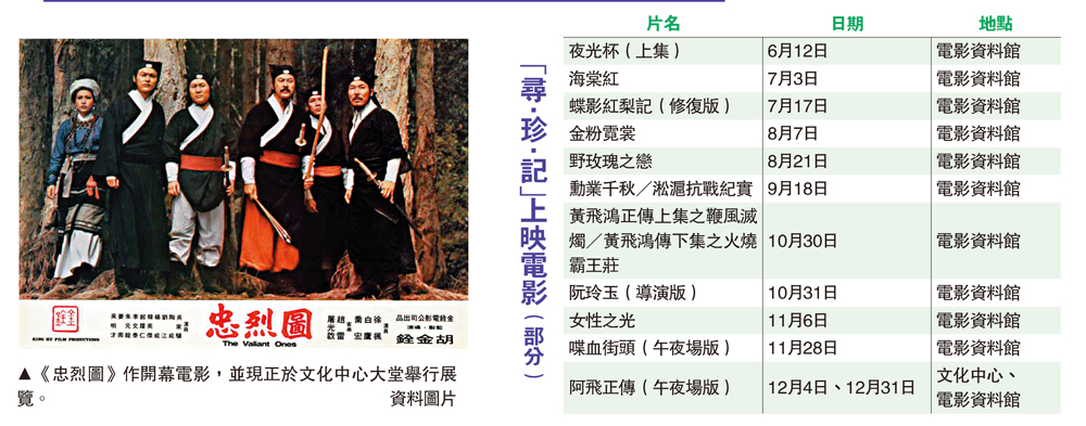 　　圖：《忠烈圖》作開幕電影，並現正於文化中心大堂舉行展覽。\資料圖片