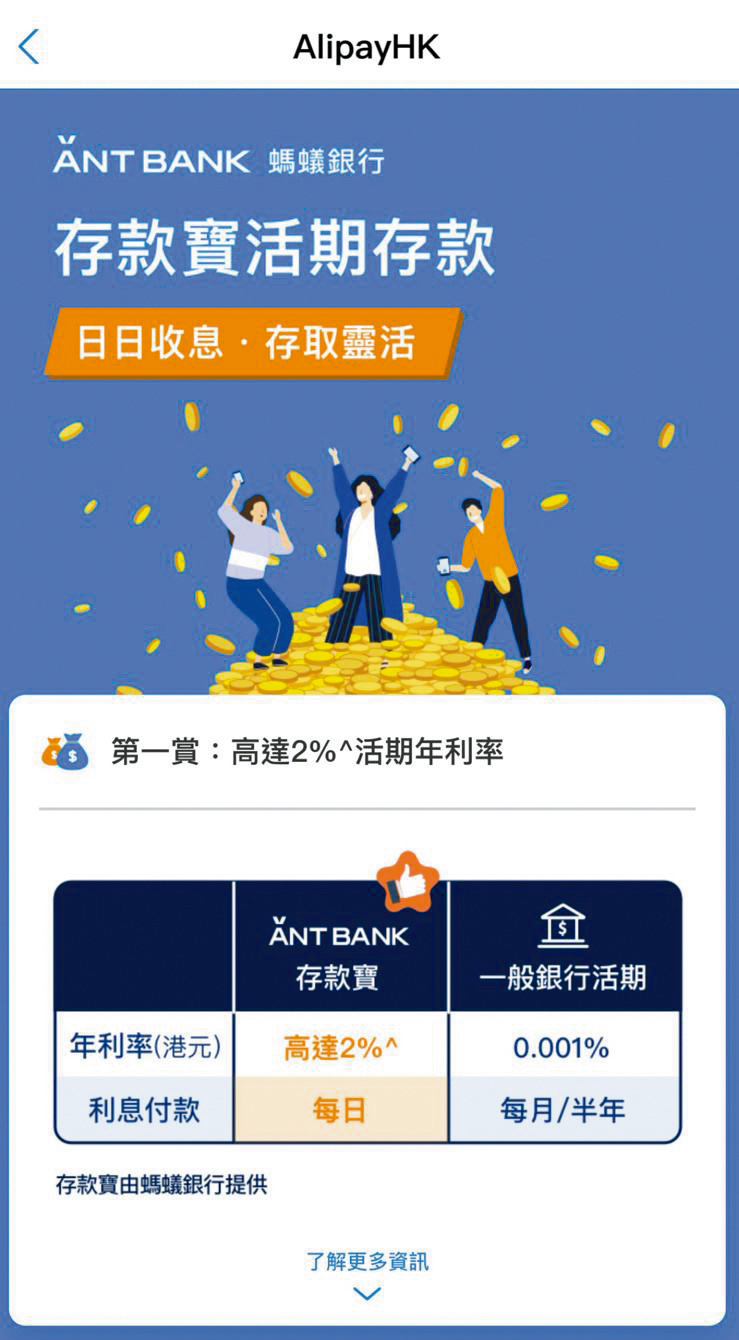 中環絮語/螞蟻銀行接入AlipayHK 2厘存息吸客- 大公報
