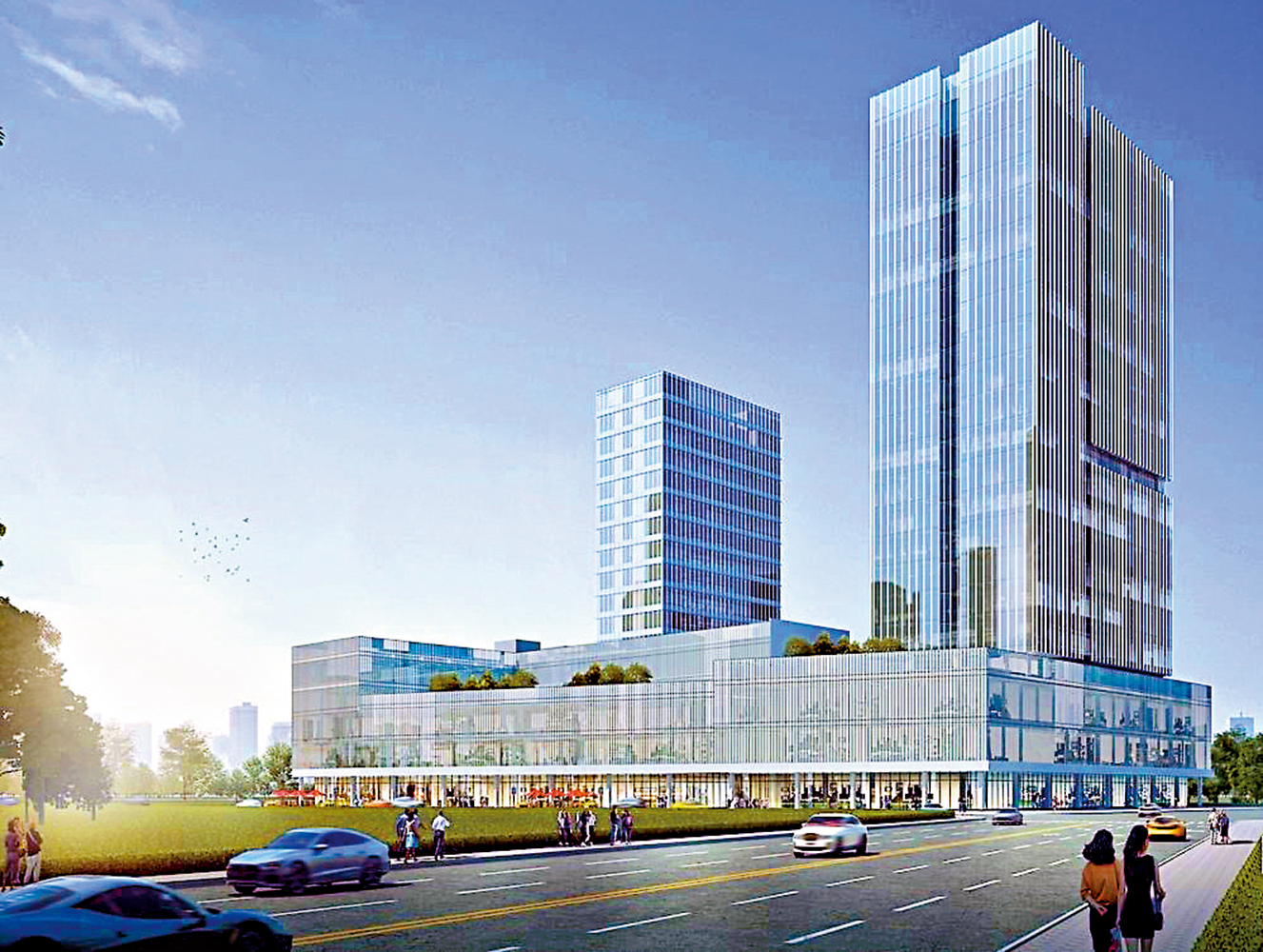 　　圖：珠海市斗門區市民服務中心項目動工，將成為粵港澳大灣區青年創業中心。圖為項目效果圖。\受訪者供圖