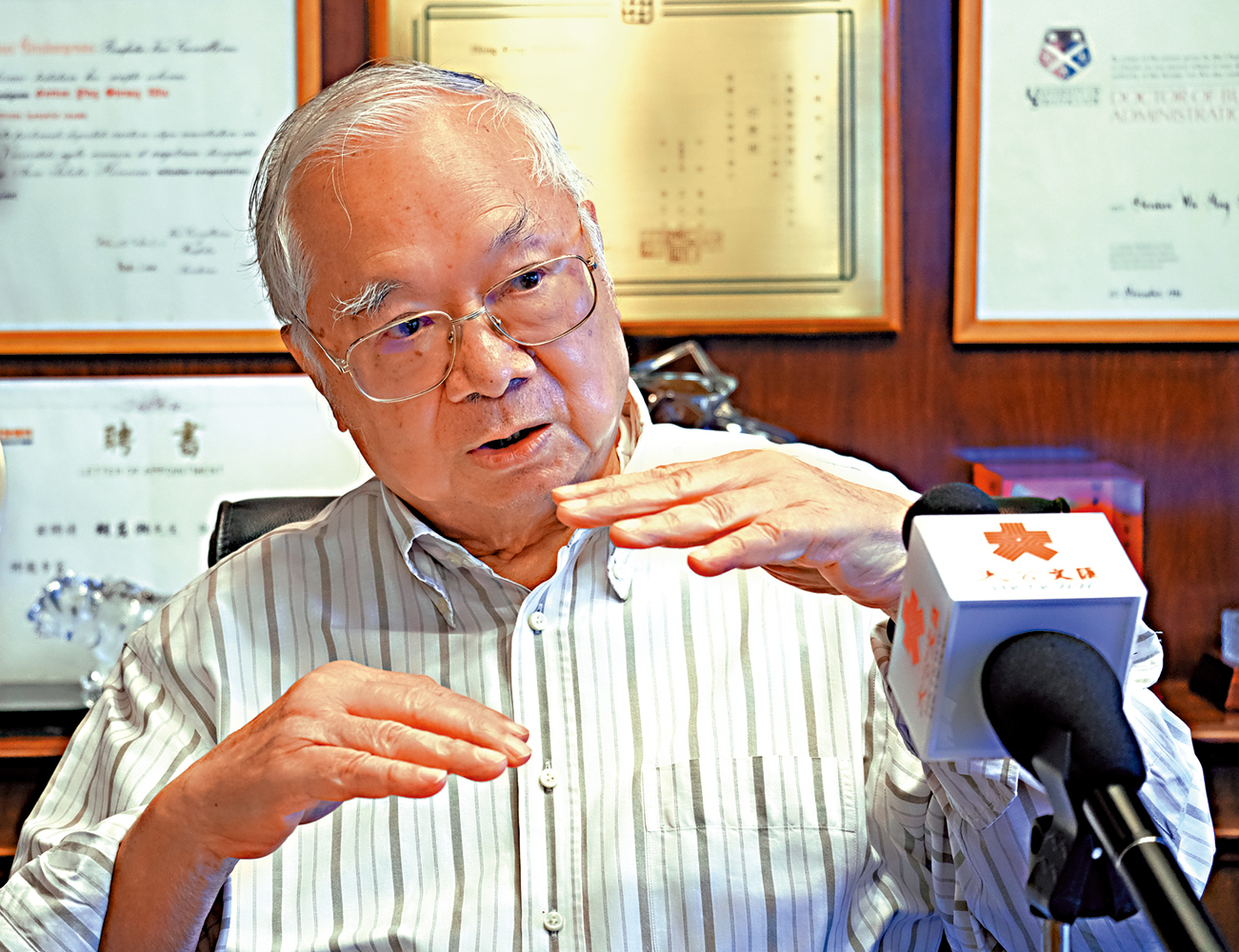 　　圖：胡應湘表示，改革開放徹底改變了中國的命運。\大公報記者文澔攝