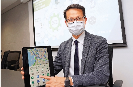 　　圖：邱國鼎表示，希望藉着先進科技以推展智慧城市發展「智慧出行」，讓香港的智能運輸系統跨進一大步。\大公報記者梁堅攝