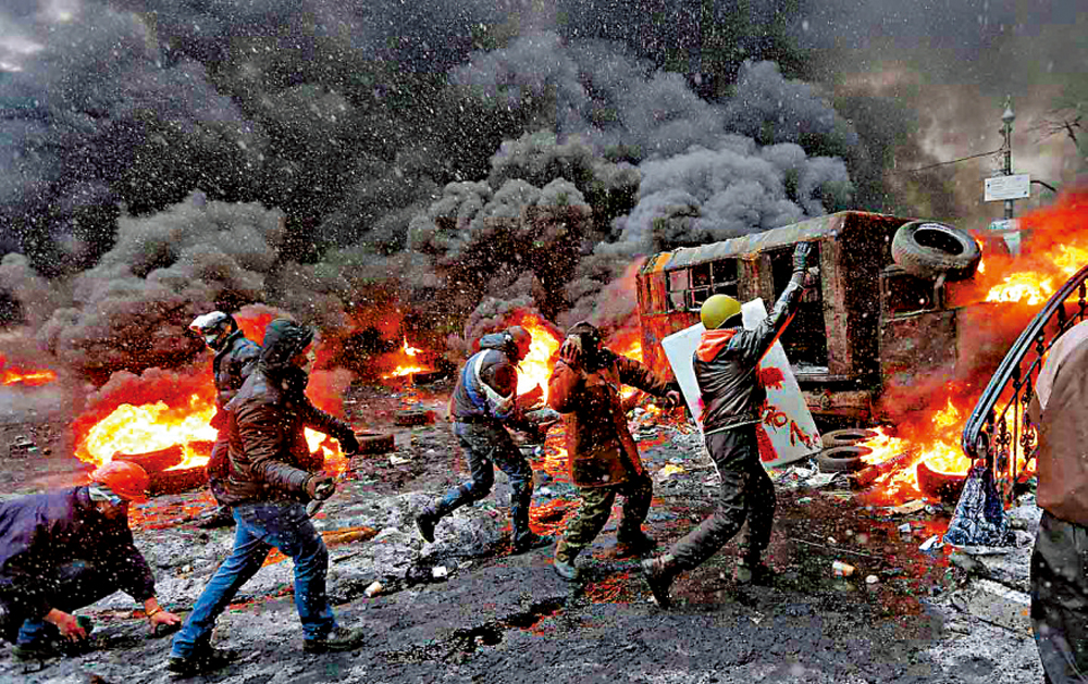 　　圖：烏克蘭2014年的示威升級為暴力衝突。\資料圖片