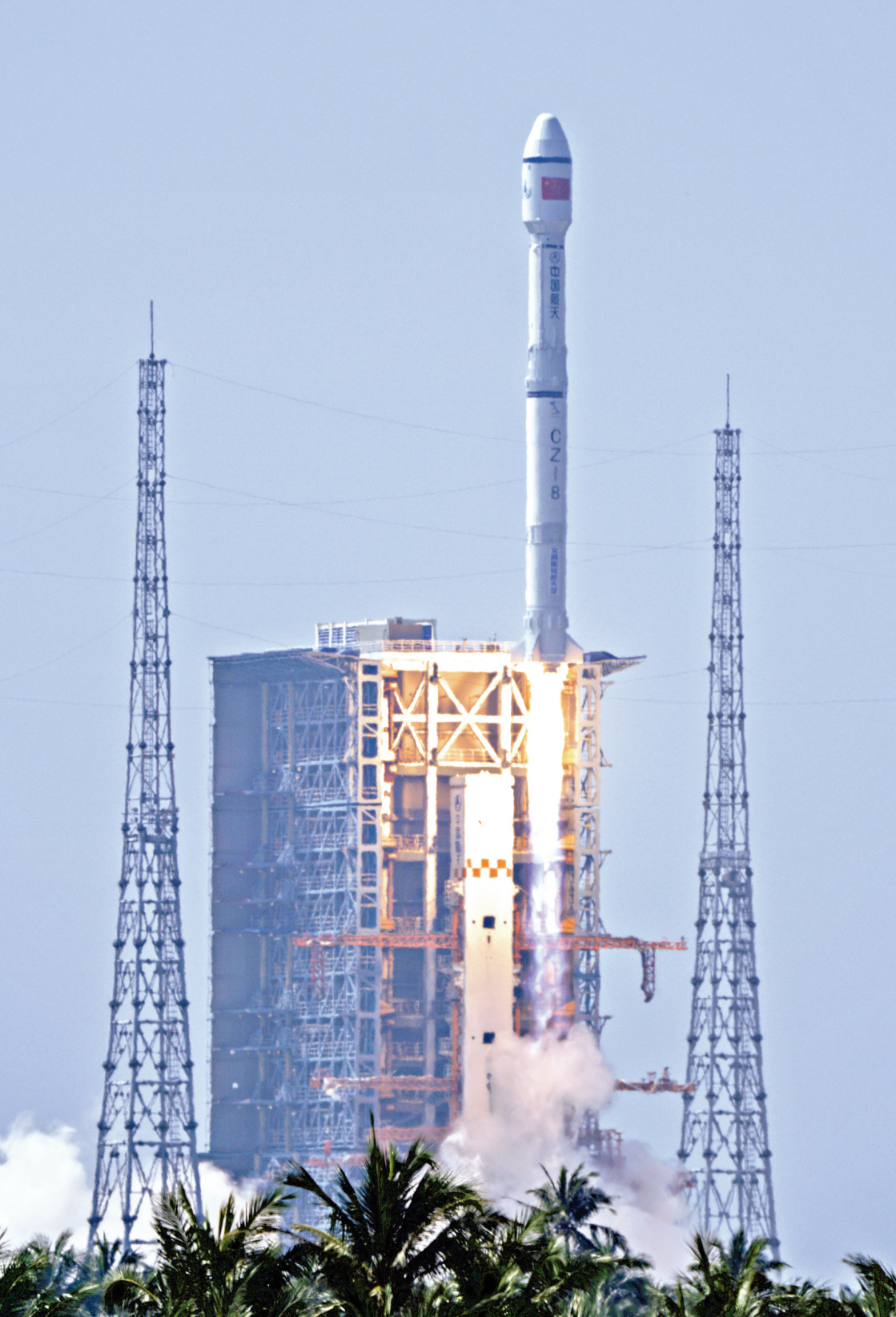 　　圖：2月27日11時06分，中國在文昌航天發射場使用長征八號運載火箭成功將22顆衛星發射升空。\中新社