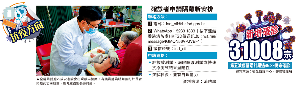 　　圖：全港累計逾八成安老院舍出現感染個案，有議員認為明知無打針長者染疫死亡率較高，應考慮強制長者打針。