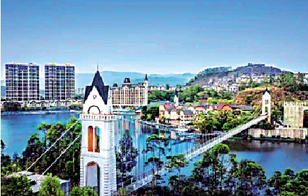 　　圖：惠州五礦哈施塔特文旅小鎮以奧地利哈爾施塔特小鎮為建築藍本。