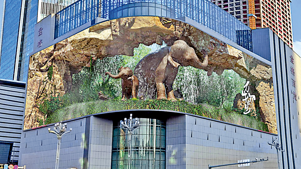 　　圖：昆明在世界地球日當天上線「亞洲象裸眼3D視頻」。\大公報記者譚旻煦攝