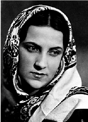 　　圖：戴頭巾的葉夫根尼婭（娜塔莎的母親），約1943至1944年。