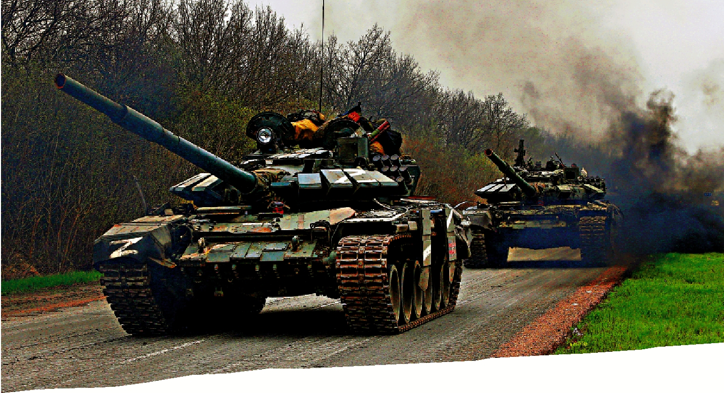 　　圖：俄軍當前主戰坦克為老式坦克，圖為親俄武裝駕駛坦克前往馬里烏波爾。/路透社