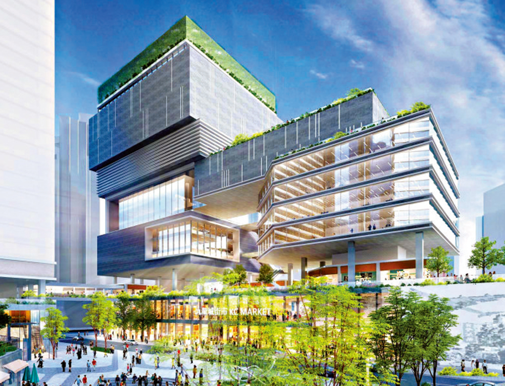 　　圖：重建項目主地盤設市集廣場連接新政府綜合大樓。 （初步規劃構想圖）