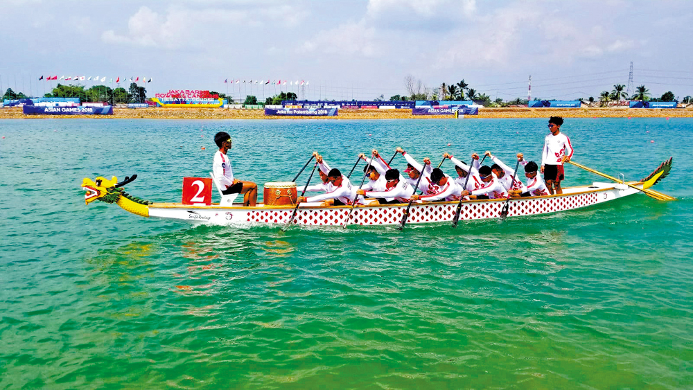 　　圖：二〇一八年，香港龍舟隊參加印尼雅加達亞運會龍舟比賽。
