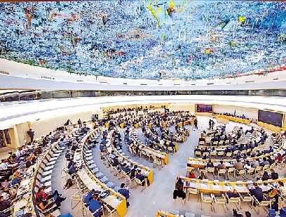 　　圖：聯合國人權理事會第50屆會議正在日內瓦舉行。圖為會議現場。\美聯社