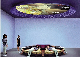 　　圖：香港故宮文化博物館內的多媒體裝置。