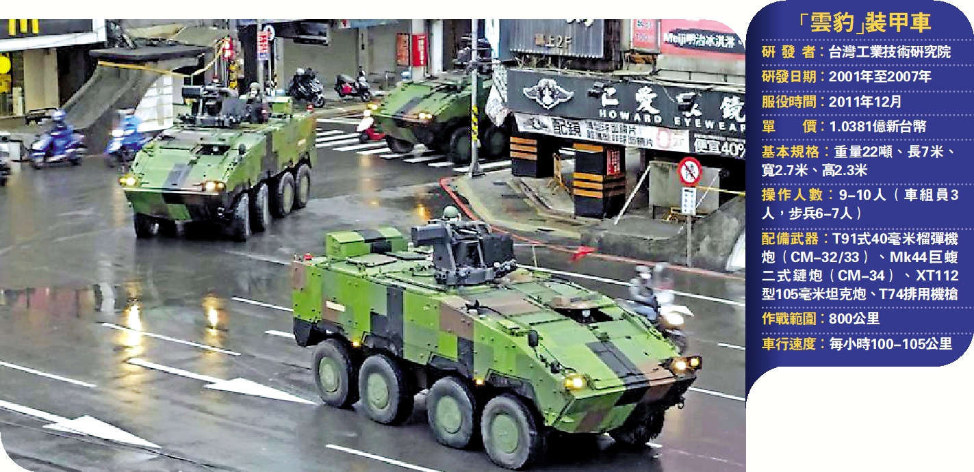 　　圖：被視為蔡英文「逃亡車」的台軍「雲豹」裝甲車近年頻頻在島內街頭進行演練。\資料圖片