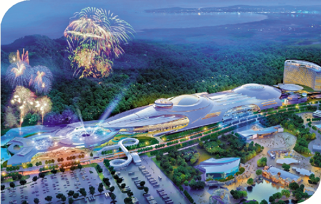 　　圖：長隆海洋科學樂園主體建築外觀酷似「星際飛船」。圖為夜色中的長隆海洋科學樂園構想圖。\受訪者供圖